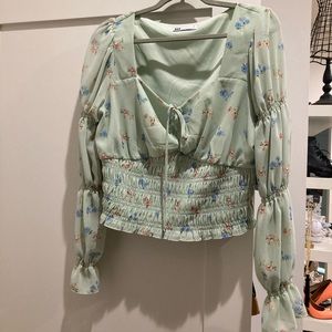 Mint green floral long sleeve
